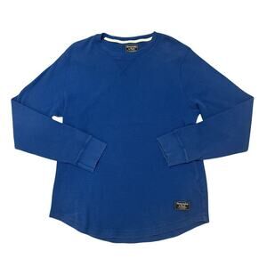Abercrombie & Fitch Blue Waffle Knit Thermal Long Sleeve Men Large Preppy Cozy